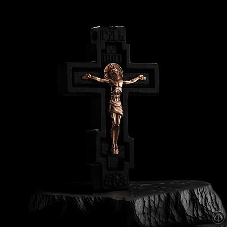 Крест из чёрного дерева (эбена) и золота 585 Арт.003