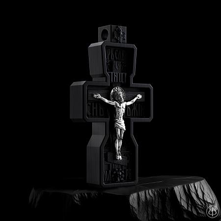 Крест из чёрного дерева (эбена) и серебра Арт.006