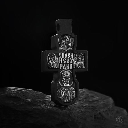 Крест из чёрного дерева (эбена) и серебра Арт.081