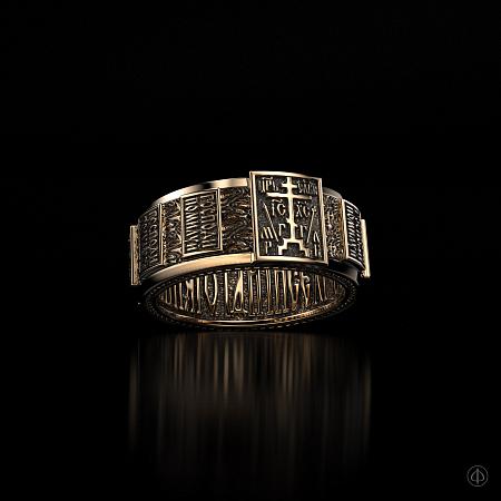 Кольцо-четки из золота 750 с молитвой, Арт.001