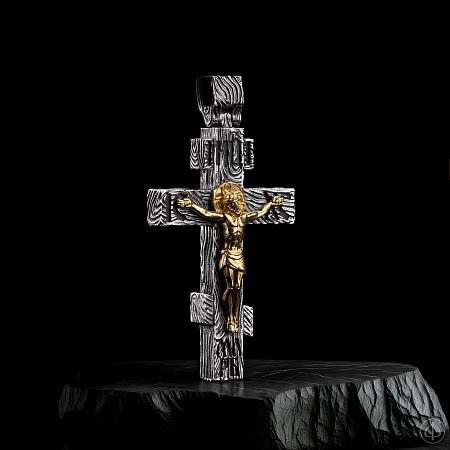 Крест из серебра и золота 585 Арт.076