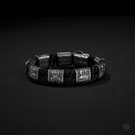 Браслет «Святые Воины» из серебра на шнуре Арт.062