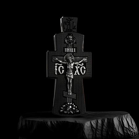 Крест из чёрного дерева (эбена) и серебра Арт.028