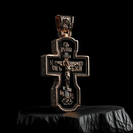 Крест из золота 585 и чёрного дерева (эбена) Арт.081