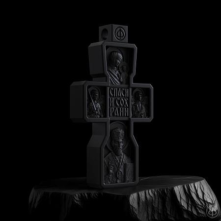 Крест из чёрного дерева (эбена) и золота 585 Арт.006