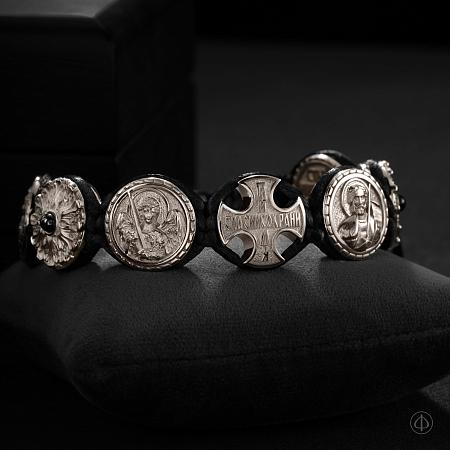 Браслет из платины с агатом на шнуре Арт.024