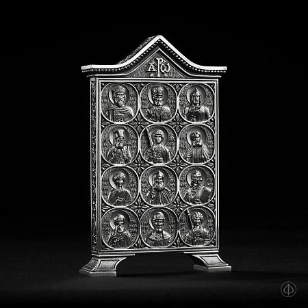Настольная икона из серебра с изумрудами Арт.030/К1