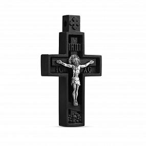 Крест из чёрного дерева (эбена) и серебра 014