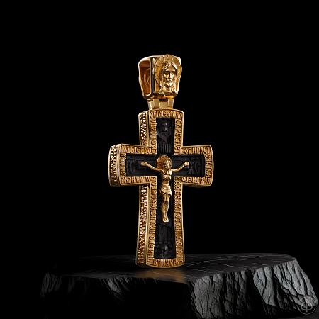 Крест из золота 750 и черного дерева (эбена) Арт.065