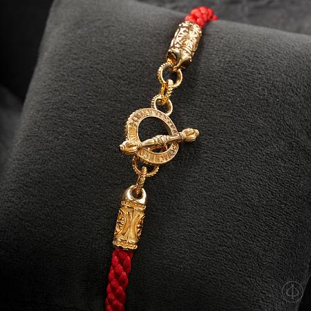 Браслет из золота 750 на красном шнуре Арт.069