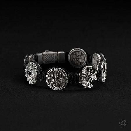 Браслет из серебра с агатом на шнуре Арт.024