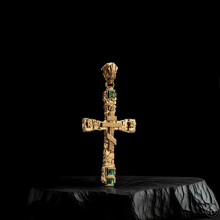 Крест из золота 750 с изумрудами Арт.119