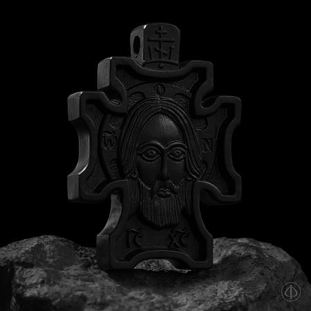 Крест из чёрного дерева (эбена) "Спас Нерукотворный" Арт.068