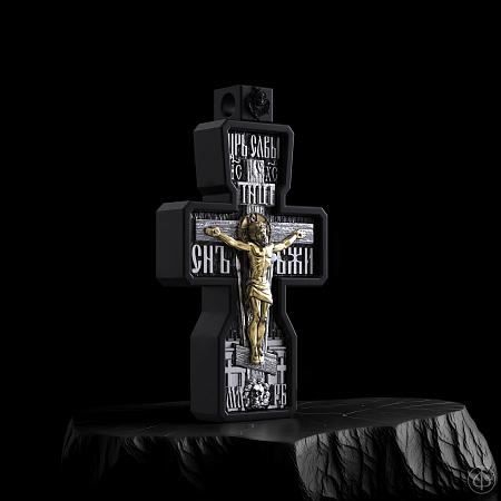 Крест из чёрного дерева (эбена), серебра и золота 585 Арт.060