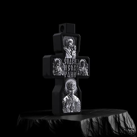 Крест из чёрного дерева (эбена), серебра и золота 585 Арт.060