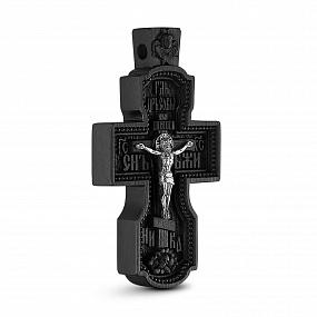Крест из чёрного дерева (эбена) и серебра 018