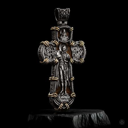 "Ушаковский крест" из платины, золота 750 и янтаря Арт.198