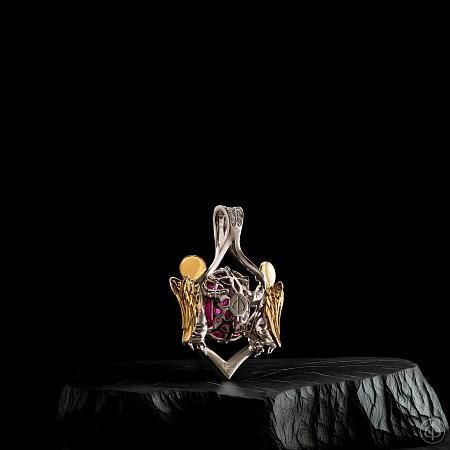 Подвеска из платины и золота 750 с бриллиантами и турмалином Арт.053