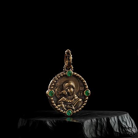 Подвес из золота 750 с изумрудами Арт.019