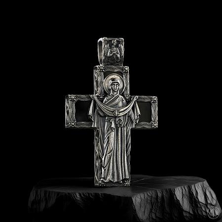 Крест из серебра и золота 585 с агатом Арт.021