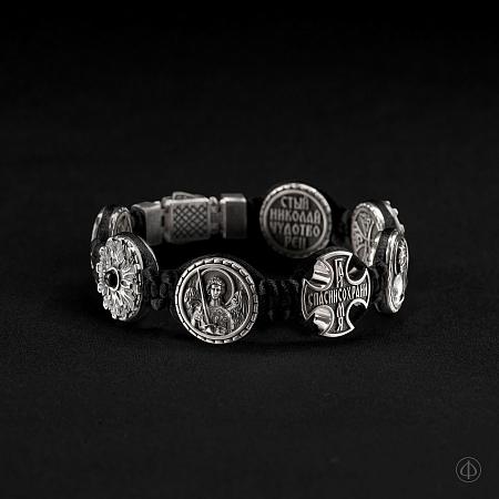 Браслет из платины с агатом на шнуре Арт.024