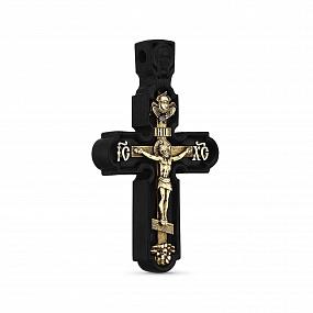 Крест из чёрного дерева (эбена) и золота 750 пробы 009