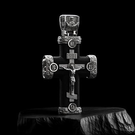 Крест из платины и чёрного дерева (эбена) Арт.013