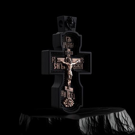 Крест из чёрного дерева (эбена) и золота 585 Арт.081