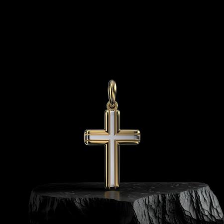 Крест из белого и желтого золота 585 Арт.056