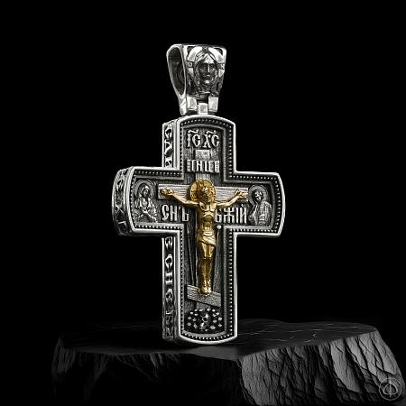 Крест из серебра и золота 585 Арт.011