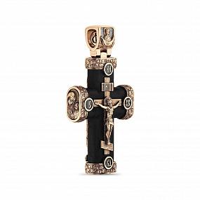 Крест из золота 585 пробы и чёрного дерева (эбена) 013
