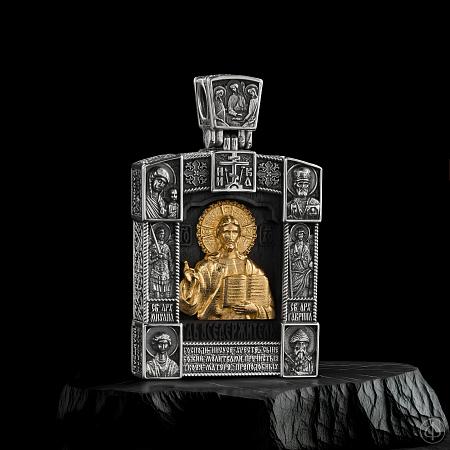 Подвеска из серебра, золота 585 и чёрного дерева (эбена) Арт.080