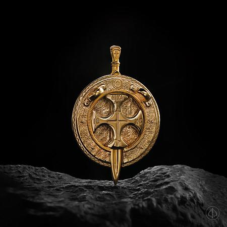 Подвес «Щит и Меч» из золота 750 Арт.010