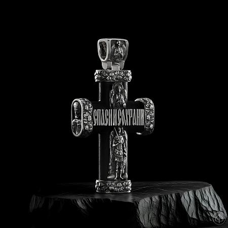 Крест из серебра и чёрного дерева (эбена) Арт.013