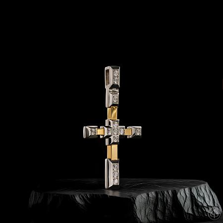 Крест из платины и золота 750 с бриллиантами Арт.123