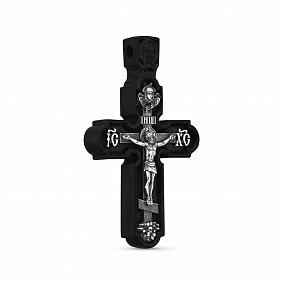 Крест из чёрного дерева (эбена) и серебра 009
