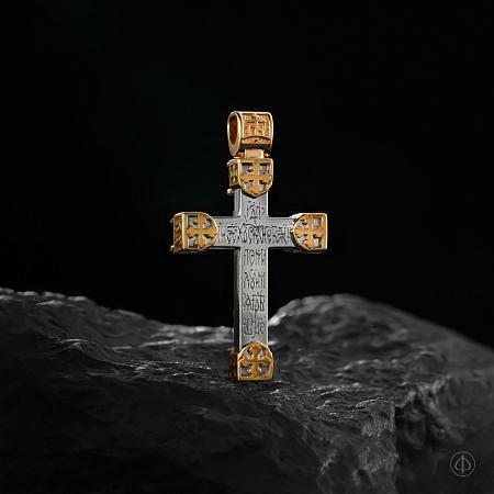 Крест из золота 750 и платины с сапфирами Арт.017