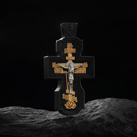 Крест из чёрного дерева (эбена) с золотом 750 и платиной Арт.081