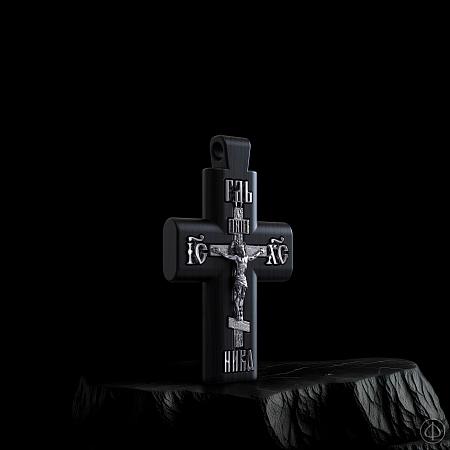Крест из чёрного дерева (эбена) и серебра Арт.008