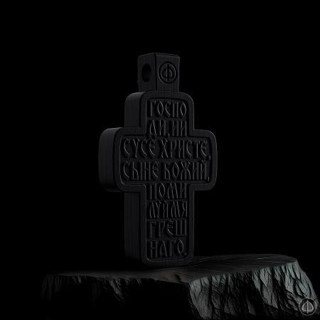 Крест из чёрного дерева (эбена) и серебра Арт.007