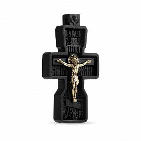 Крест из чёрного дерева (эбена) и золота 750 пробы 006