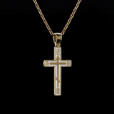 Крест из золота 750 с белой эмалью Арт.126