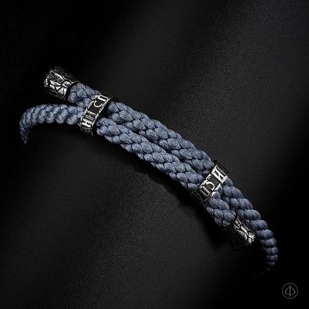 Браслет из серебра, серый шнур 5 мм Арт.073