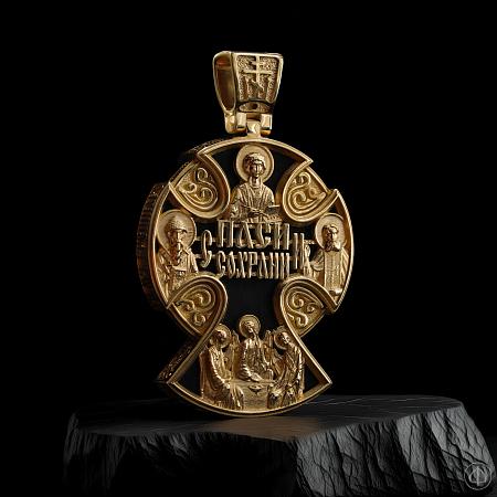 Крест из золота 750 и чёрного дерева (эбена) Арт.050