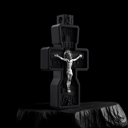 Крест из чёрного дерева (эбена) и платины Арт.006