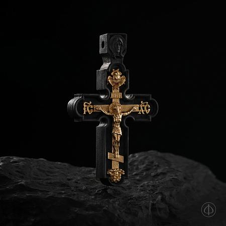 Крест из чёрного дерева (эбена) и золота 585 Арт.009