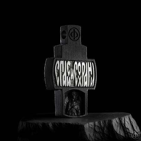 Крест из чёрного дерева (эбена) и платины Арт.010