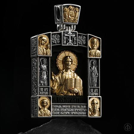 Подвеска из серебра, золота 585 и чёрного дерева (эбена) Арт.008