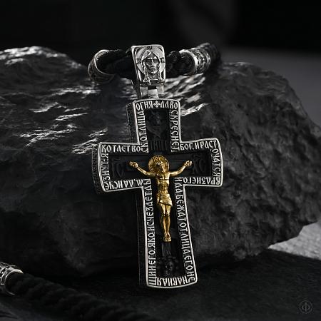 Крест из серебра, золота 585 и черного дерева (эбена) Арт.065