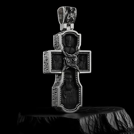 Крест из серебра, золота 585 и чёрного дерева (эбена) Арт.018